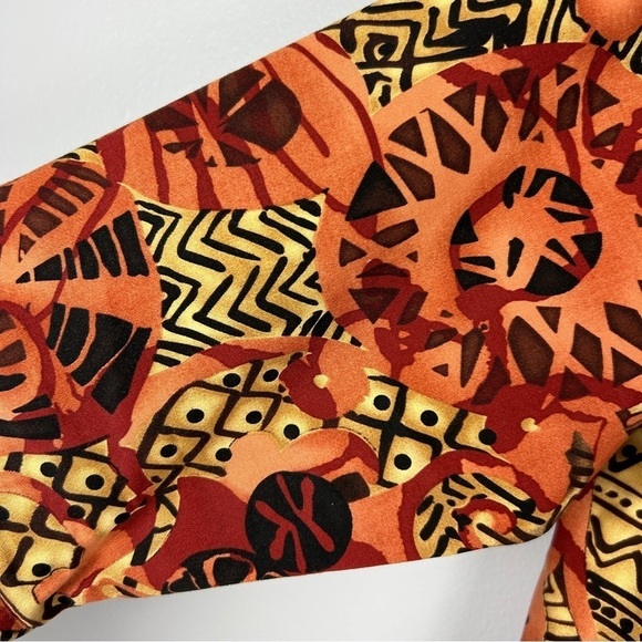 Attitude Artsy Aztec Button Front Embellished Jacket Large Petite Brown Orange - Picture 8 of 12